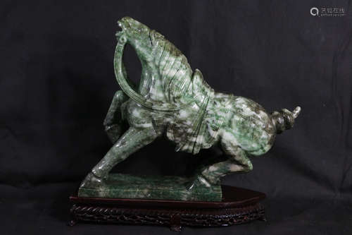 Chinese 1950's Jadeite Horse w/ Stand