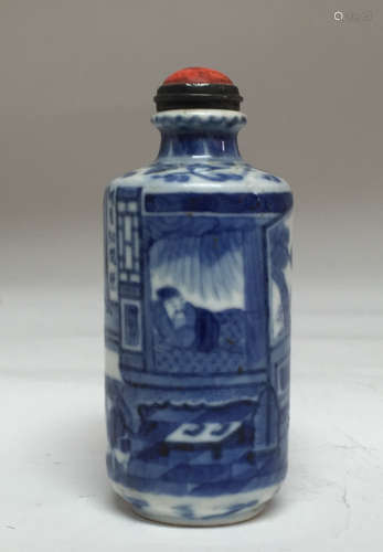 19th C. Chinese Blue/White Snuff Bottle