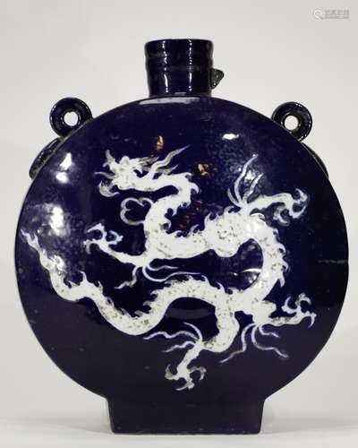 Chinese Dark Blue Glazed Porcelain Vase