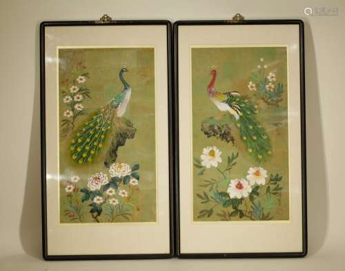 Pair of Chinese Painting of Peacock