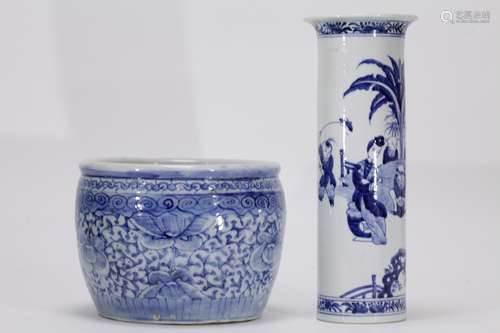 Two Pieces of Chinese Blue/White Vase & Jar