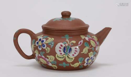 Late Qing Dynasty Chinese Enamel Zisha Teapot