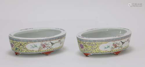 Pair of Chinese Famille Rose Porcelain Planters