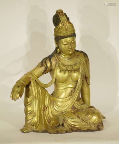 Large Chinese Gilt Bronze Setting Buddha