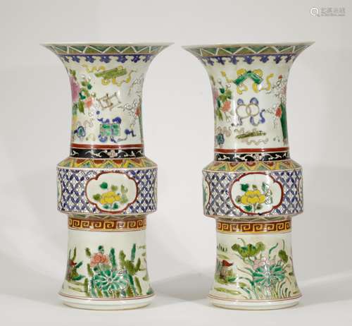 Pair of Chinese Dao Guang Marked Famille Rose Vase