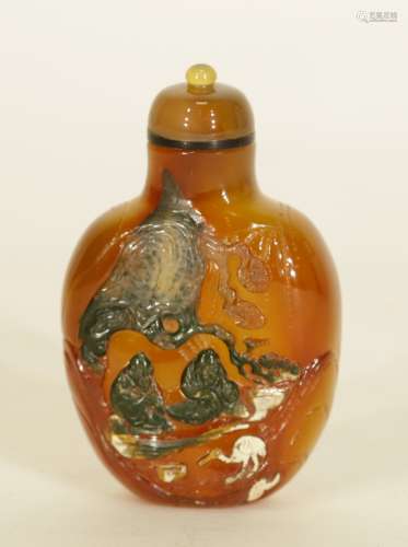 Qing Dynasty Carved Agate Snuff Bottle