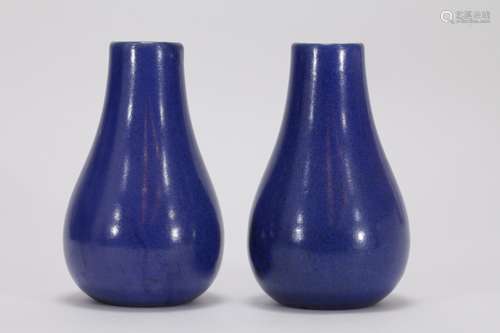 Late Qing Dynasty Chinese Blue Glaze Vases