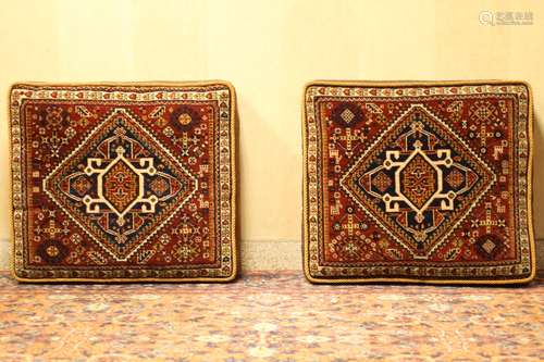 Pair of Rug Pillow - 19th C. Hand Woven