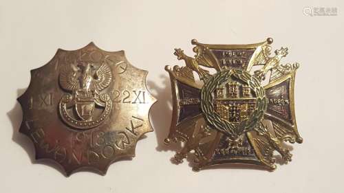 Antique Polish Pair of enamel badges
