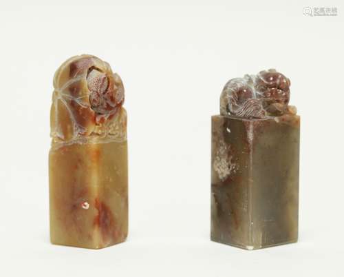 Set of 2 Chinese Soapstone Seals