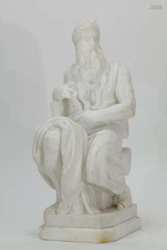 After Michael Angelo Marble Statue of Moses 19th C