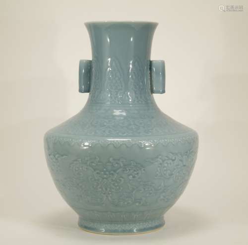 Chinese Sky Blue Glazed Large Vase