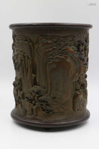 Chinese Bamboo Carving of Brush Pot