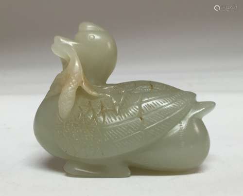 19th C. Chinese Jade Carved Duck