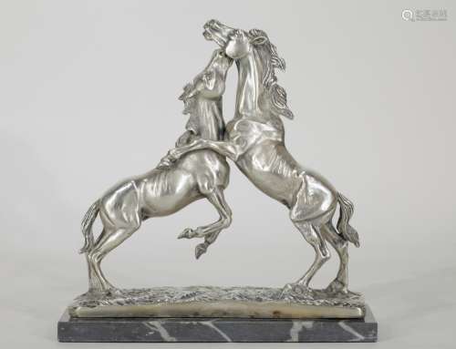 Italian 800 Silver Horse w/ Marble Base
