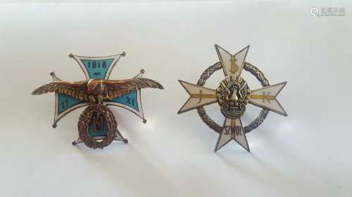 Antique Polish Pair Enamel Badges