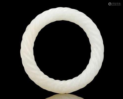 西汉 白玉绳纹环