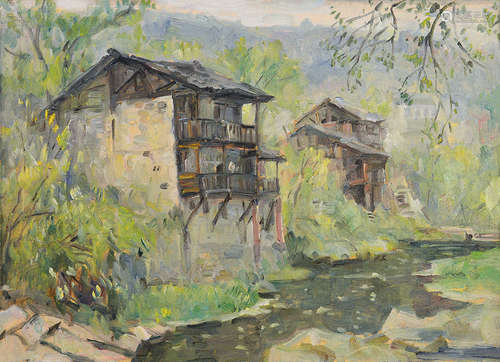 陈安健 小屋 布面油画