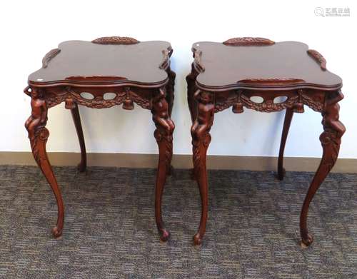 Pair Of Cherub End Tables