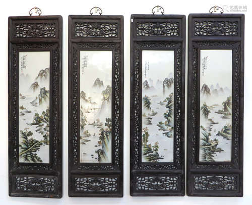 Four Porcelain Hanging Panels