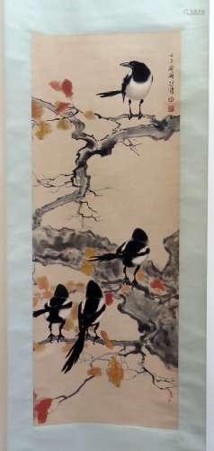 Scroll Of Birds In A Tree