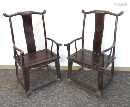 Pair Of Zitan Official's Hat Armchairs