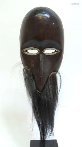 Bearded African Mask With Stand