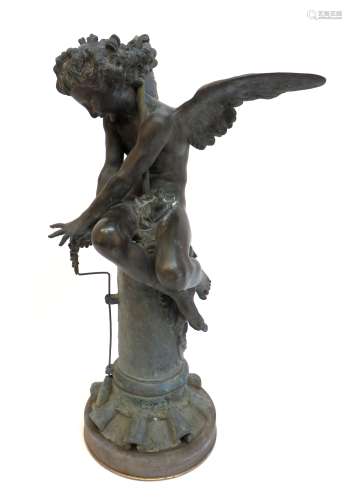 Monteverde Bronze Cupid Garden Figure Dated 1873