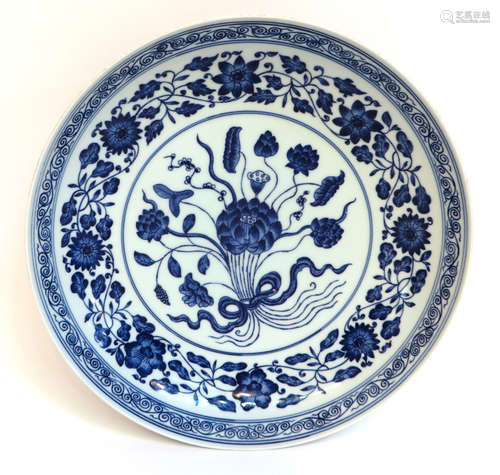 Yongzheng Blue & White Porcelain Plate