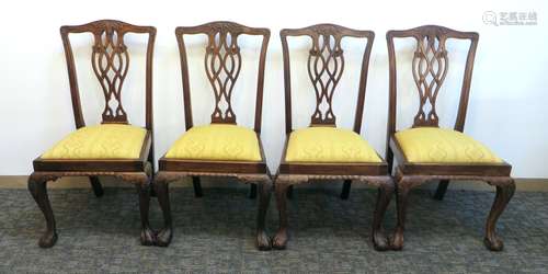 Set Of Four Antique Chippendale Style Chairs