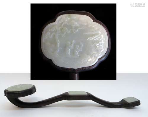 White Jade Mounted Zitan Ruyi