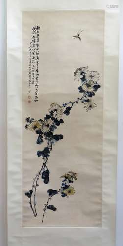 Scroll Of Insects And Chrysanthemums