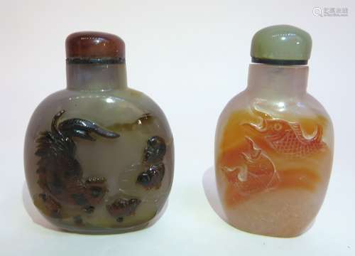 Two Agate Snuff Bottles