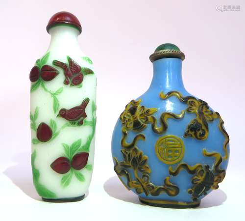 Two Qing Peking Glass Snuff Bottles