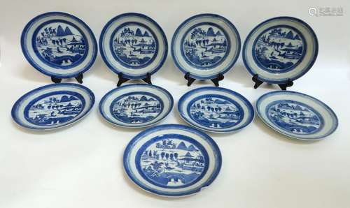 Nine Chinese Canton Service Plates