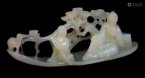 White Jade Carved Boat