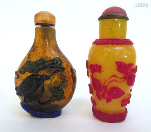 Two Qing Peking Glass Snuff Bottles