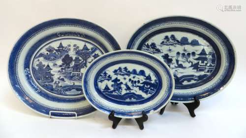 Three Cantonese Oval Serving Platters