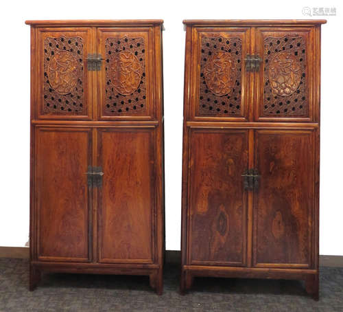 Pair Of Huanghuali Noodles Cabinet