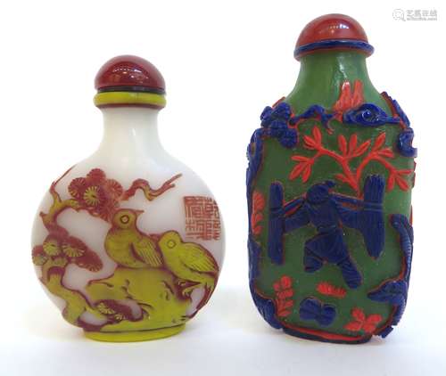 Two Qing Peking Glass Snuff Bottles