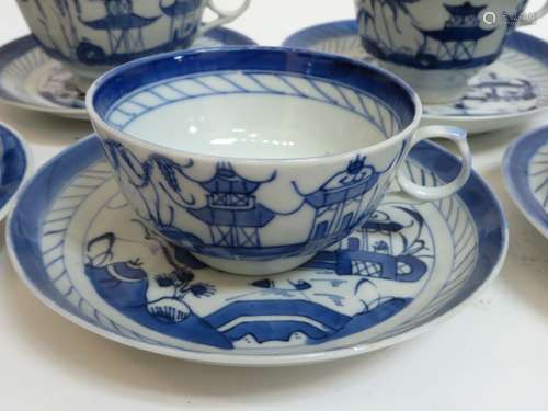 Twenty One Canton Cups And Saucers