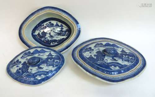 Pair Of Diamond Shaped Lidded Vegetable Dishes