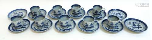 Twenty One  Pcs Canton Ware Tea Cup & Saucer Set