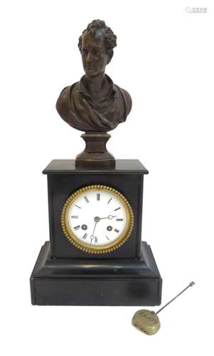 19th Clock With Lord Byron Bronze By A. Weygand