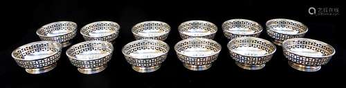 Set Of 12 Sterling Nut Bowls