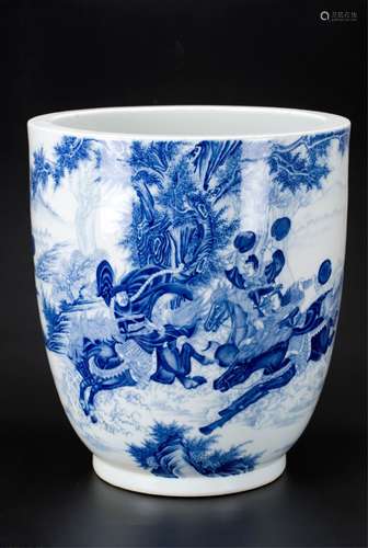 Chinese Blue And White Scroll Pot