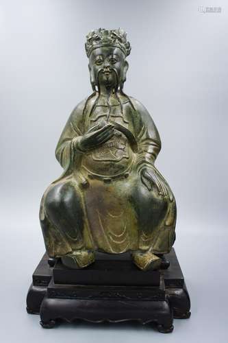 MING DYNASTY BRONZE STATUE OF DEITY