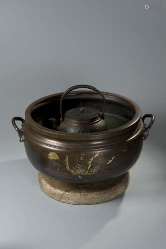 Japanese Bronze Tea Pot And Burner