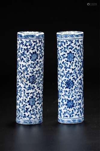 Pair Of Chinese Blue And White Paper Weight