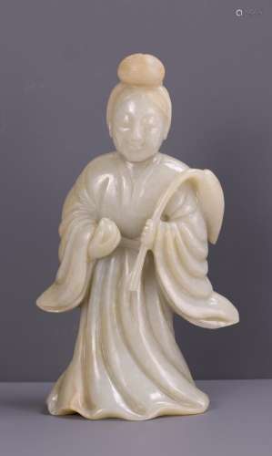 CHINESE WHITE JADE CARVED GUANYIN